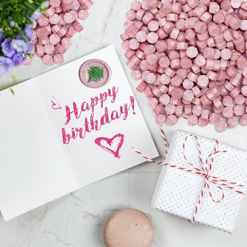 Premium Wax Seal Beads - 520 Pearlescent Pink Sealing Pellets for Letters, Greeting Cards, Wine Bottles & Crafts | Professional-Grade for Wedding Invitations & DIY Projects - style: Pearlescent Pink