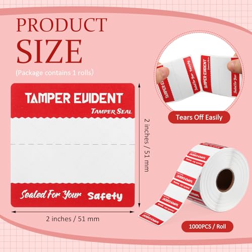 1000 Pcs 2" x 2" Tamper Evident Stickers Thermal Printer Sticker Paper Tamper Proof Stickers for Drivers Safety Seal Writable Delivery Label (Red) - color: Red, size: 2" x 2"