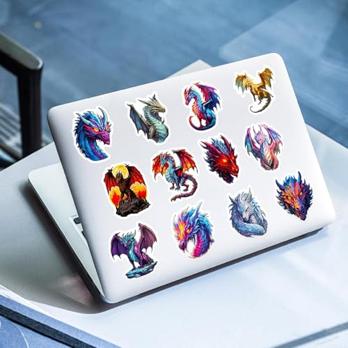 50Pcs Fantasy Cryptid Dragons Stickers - Waterproof Vinyl Animal Fire Dragon Stickers for Water Bottle, Laptop, Scrapbook, Notebook, Skateboard - color: Dragon