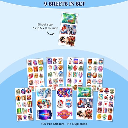 100 PCS Japan Travel Stickers Pack Japanese Fuji Tokyo Osaka Food - color: Japan Travel