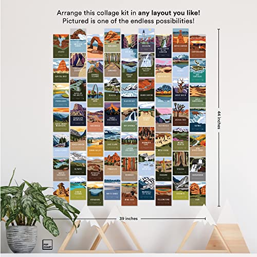 Pop Chart | National Parks Wall Collage Kit | 63 Pcs 4" x 6" Art Prints | Track Your Travels to Every US National Park With America the Beautiful Wall Decor | 100% Made in the USA - size: 4 x 6 inches - National Parks