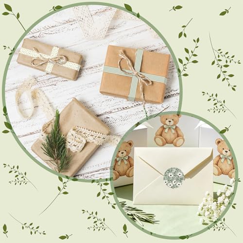 Whaline 12 Rolls Sage Green Floral Washi Tape Masking Tape Set Flower Leaves Plaid Striped Decorative Wrapping Paper Tapes Boxed for Wedding Scrapbook Journal DIY Crafts - style: Sage Green