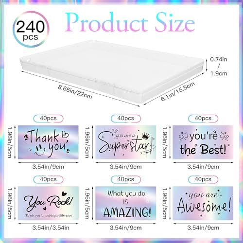 Thank You Cards Small Business 240Pcs Encouragement Cards, Holographic Appreciation Motivational Inspirational Card You Are Awesome Gratitude Card Gift for Business Employees Student Teacher Volunteer - color: Motivational Cards, size: 240 PCS