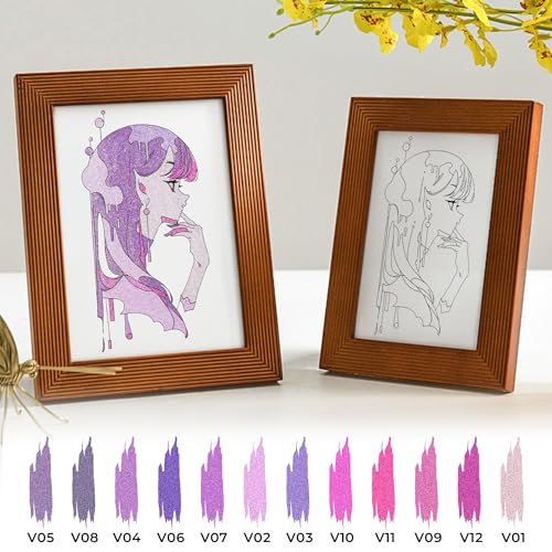 Purple Retractable Glitter Gel Pens, 12 PCS Large Capacity Metallic Ink Pen | 1 mm Fine Point Smooth Writing Color Gel Pens for Adult Coloring Book Note Taking Aesthetic Art Supplies - color: 12 Purple