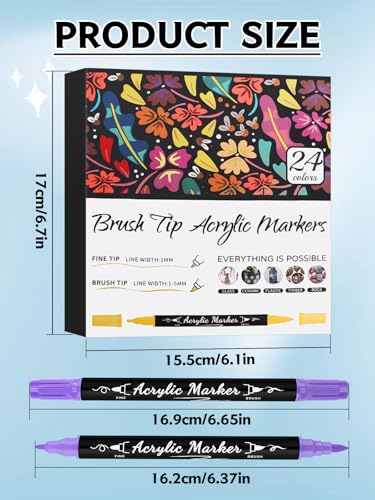 EBANKU 24 Pcs Nail Art Pens Set, Nail Polish Pens Quick-Drying Nail Art Markers Acrylic Paint Nail Point Graffiti Dotting Liner Pen No Squeeze Needed for Christmas Party - color: G