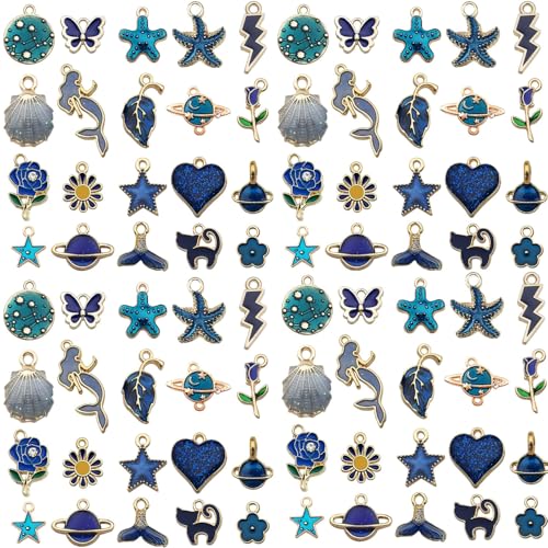 Youdiyla 40pcs Enamel Charms Alloy Metal Charms for Jewelry Making Necklace Bracelet Earring DIY Accessories - color: Dark blue
