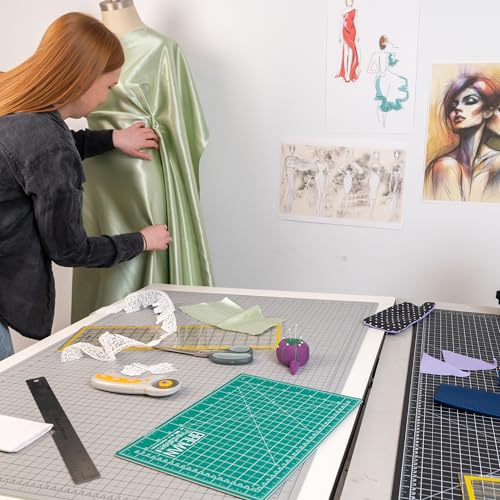 Breman Precision Large 24x36 Green Cutting Mat, Self Healing Cutting Board | Large 24x36 Green/Black Cutting Mat Self Healing, 2-Sided 5-Ply PVC Non-Slip A1 Art Crafting Mat for Fabric with Grid Lines - color: Green/Black, size: 24x36