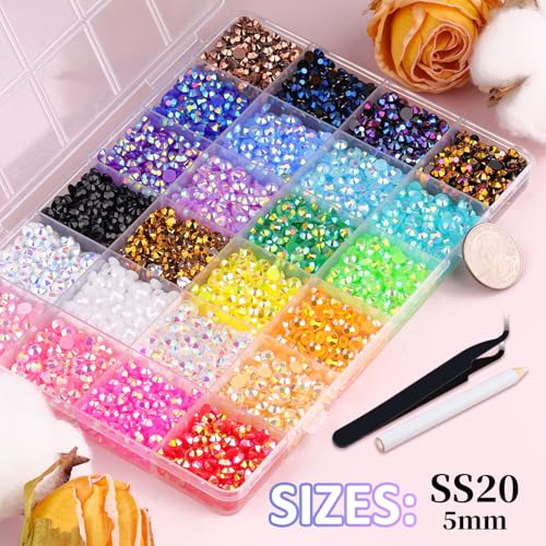 9000Pcs Resin Jelly Rhinestones with Tweezers for Crafting, Mixed-Color 5mm Flatback Gems, Bedazzling Crystal with 3Pcs 10ml B7000 Jewelry Glue for DIY Crafts Clothing Tumblers Shoes Nail Art - color: Jelly Multicolored 5mm, size: Large Pack + 3Pcs Glue