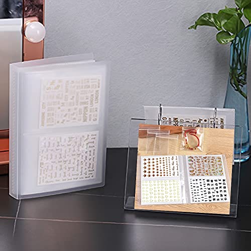 CAVAD 80 Slots Nail Sticker Storage Book Collecting Album Water Decals Empty Holder Easy Photo Manicure Art Tools and 5Pcs Jewelry Bone Bag Self Sealing - color: 1pack