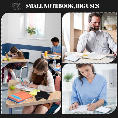 Thboxes 8 Pack Pocket Notebooks, 3 X 5 Spiral Notepads, Black - color: Black