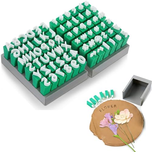 Alphabet Letter Stamps for Clay, 72-Piece Uppercase and Lowercase Pottery Stamp Set with Numbers and Symbols, Mini Embossing Tools for Polymer Clay, Ceramics and DIY Crafts (SetAlphabetStamps) - color: Setalphabetstamps