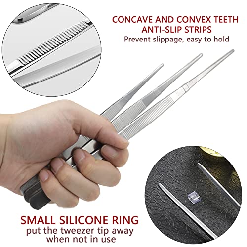 3-Pack Stainless Steel Extra Long Tweezers Set 8 10 12 Inch - size: 8" 10" 12"