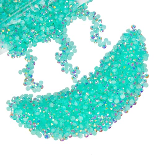 qiipii 5000PCS 4mm Aquamarine Green AB Resin Rhinestones for Crafting Water Green AB Flatback Jelly Stones Gems Bulk SS16 Diamonds Charms Supplies for Nails Face Eyes Makeup Tumblers Bottles Crafts - color: Aqua Green Ab, size: 4mm Small Wholesale Pack