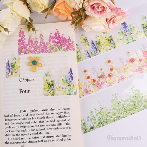 Framendino, 6 Pack Floral Washi PET Tape Set Decorative Flower Stickers for DIY Crafts Journaling Scrapbook Supplies (Assorted Vine) - color: Assorted Vine, size: 6 Pack