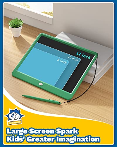 TEKFUN Toys 12" LCD Writing Tablet for Kids Ages 3–8, Drawing Tablet Toy for Boys & Girls, Easy Way to Keep Kids Busy, Mess-Free Doodle Board for Travel, Learning & Play - color: Green, size: 12 Inch