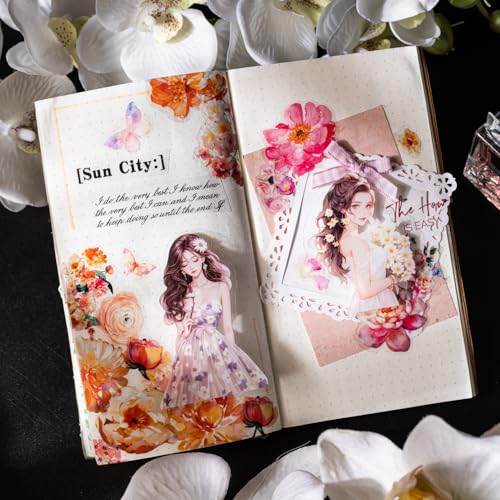 Alideco 6pcs Decorative Adhesive Tapes Vintage Watercolor Flower PET Tape Great for Bullet Journal Supplies, Arts, Scrapbook, DIY Crafts, Planners (xiegeinideqingshu) - color: xiegeinideqingshu