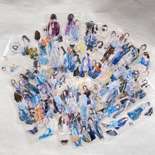 117PCS Vintage PET Stickers,DingDing M6 Total 4 Groups,Mini Pre-Cut,Original Design for Scrapbook,Journal,DIY Crafts & Decoration