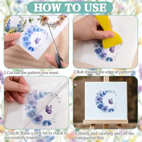 Rub On Transfers for Crafts, 3pcs Colorful Garland Transfers UV DTF Stickers Waterproof Decals Furniture for Cup Wood Scrapbook DIY Home Door - color: Wreath