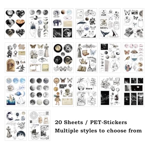 Vintage Scrapbook Celestial Stickers, 20 Sheet Galaxy and Cosmic Sticker for Scrapbooking, journaling DIY Crafts Laptops, Card Making, Ephemera Pre Cut (Galaxy Starfield) - style: Galaxy Starfield