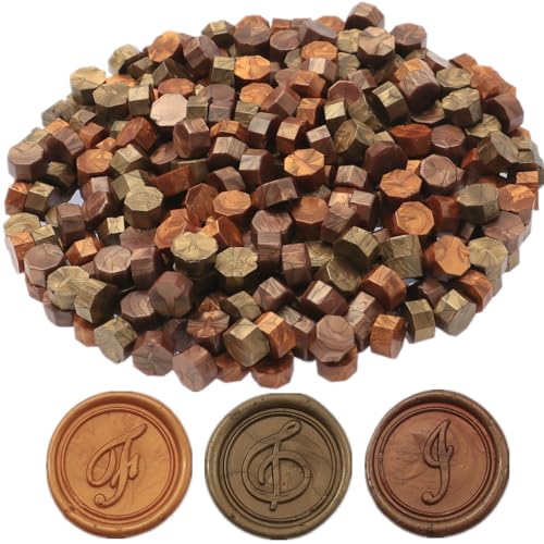 Bronze Gold Wax Seal Beads, 300Pcs Copper Mix Sealing Wax Beads for Wax Seal Stamp, Antique Gold Wax Seal Beads Set with 3 Colors Perfect for Gift Sealing, Letter Wax Sealing (Copper Mix) - color: Copper Mix