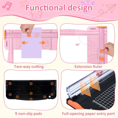 2 Set A4 Paper Cutter 12 Inch Titanium Paper Trimmer Scrapbooking Tool with 2pcs Replacement Blades with Automatic Safety Guard and Side Ruler for Craft Paper,Cardstock,Photo,Coupon, Label