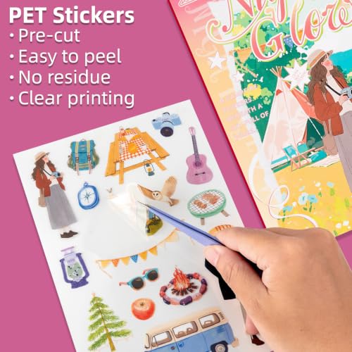 Night Glow Series Sticker Scrapbooking Supplies for Junk Journal, 20 Sheets PET Stickers - Vintage Journaling Stickers - color: Night Glow