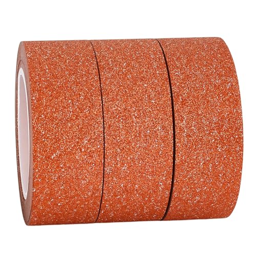 GORGECRAFT 3 Rolls 30mx15mm Washi Glitter Tape Dark Goldenrod Decorative Adhesive Tape Foil Paper Masking Tapes Craft Stick On Sticky Trim for DIY Scrapbook Gifts Wrapping Car Furniture Walls - color: Dark Goldenrod