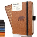 Dingbats* Wildlife A6 Grid Pocket Notebook - PU Leather Hardcover - Small Writing Journal for Work, Travel - Pocket, Elastic Closure, Bookmark - color: Brown Bear, style: Squared