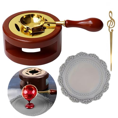 4-Piece Wax Seal Kit with Wooden Furnace, Spoon, Stirrer & Silicone Pad