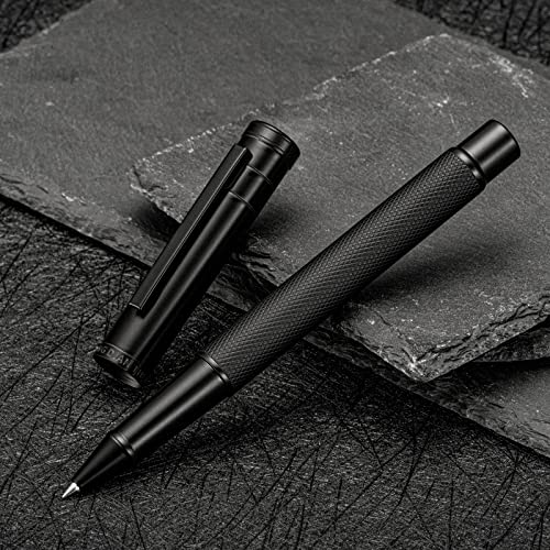 Hongdian Matte Black Forest Rollerball Pen with Schmidt Black Ink Refill, Classic Design with Metal Case for Business Signature - color: Black, style: Roller Pen
