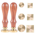 CRASPIRE Blank Wax Seal Stamp Set 6PCS Sealing Solid Brass Stamp Head 20-30.5mm Round Square+2PCS Wood Handle Retro Removable Brass Stamp Kit for Letter Envelope Invitation Wedding Gift Decoration - style: 6Pcs Round Square