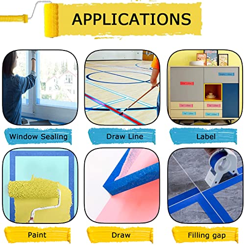 3Rolls Painters Tape, 0.94in x 60.1yd Blue Tape for Multi-Purpose Masking - color: Blue, size: 3 Rolls, 0.94" x 60.1 Yds