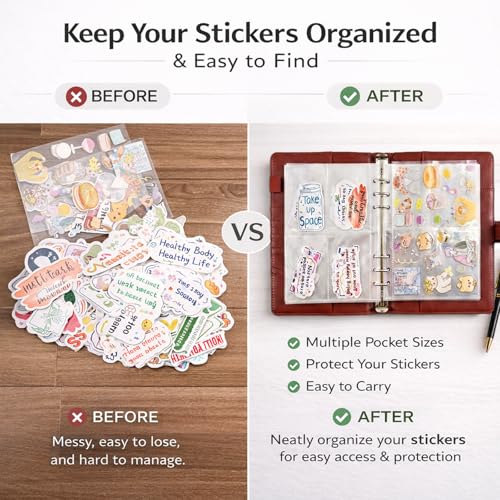 Sticker Binder Organizer with Storage Sleeves,Reusable Stickers Collecting Book Album Holder, A5 Blank Sticker Container Organizer-Rust Brown - color: Terracotta