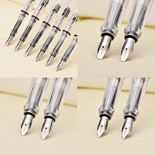 Lanxivi Yongsheng Calligraphy Fountain Pen Set Transparent Clear, 6 Assorted Tip Sizes for Art Drawing and Writing Signature - color: 6 Zize Calligraphy Pens