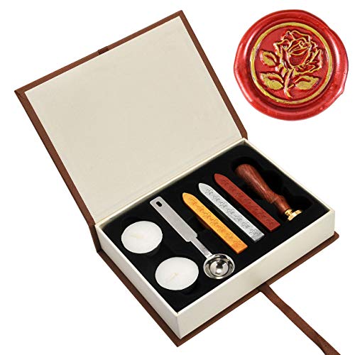 Yoption The Rose Wax Seal Stamp Set with Sealing Wax Sticks - color: The Rose