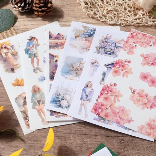 Snycler Sticker Book for Journal 20 Sheets Vintage PET Washi Stickers-4 - color: Love Journey