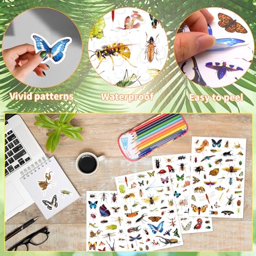Insect Animals Stickers 840 Count Insect Bug Butterfly Animal Stickers Party Favors Gifts Sticky Decor for Scrapbook Calendar Planner Gift Wrap Decor - color: Insect
