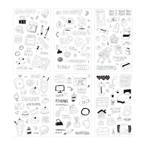 Monolike Little Doodle Theme Sticker 6P Set - color: Little Doodle 6p