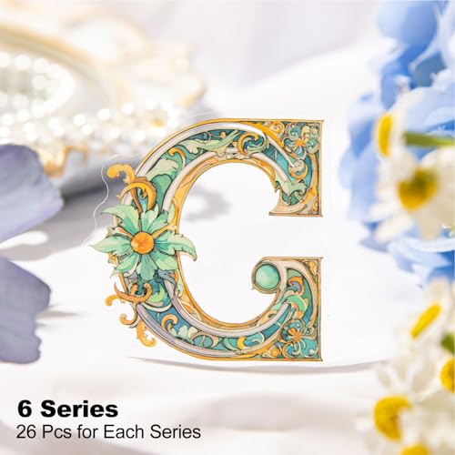 156 Pcs Baroque Alphabet Stickers for Scrapbook Journaling - color: Baroque Alphabet