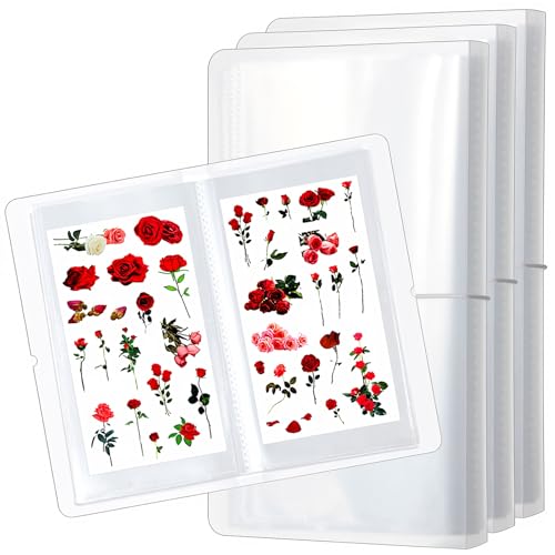 4 Pack Large Clear Storage Sticker Organizer Double-Sided 50 Pages Reusable Storage Book Collection Album for Planner Stickers Organizers Collector Recipe Cards