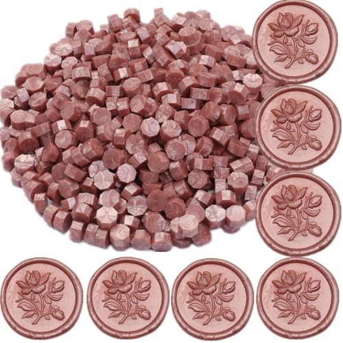 Wax Seal Beads, 400Pcs Sealing Wax Beads, Octagon Wax Sealing Beads, Rose Gold Sealing Wax Beads Set for Wax Seal Stamp, Gift Wrapping, Letter Sealing (Rose Gold) - color: Rose Gold