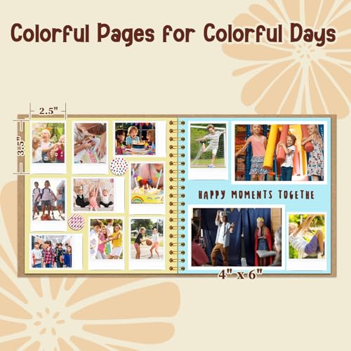 Children's DIY Craft Album 10 Inch, Khaki | Scrapbook journal, spiral bound hardcover, 20 sheets/40 pages, creative gift for kids drawing photos - color: Khaki, size: 10"x10"