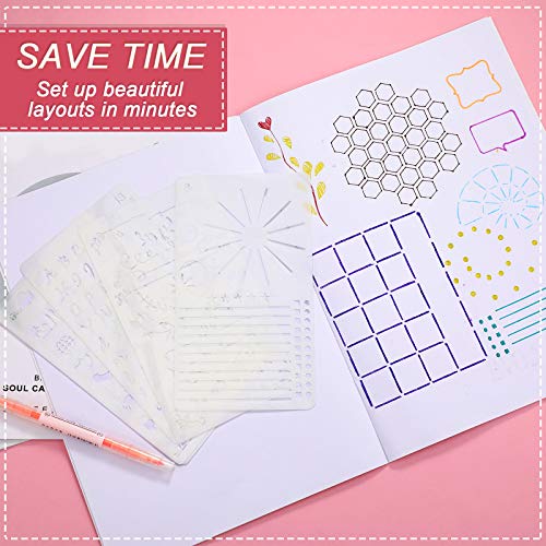 Zonon 24 Pcs Plastic Stencils for Journal Planner, Letters Numbers Shapes