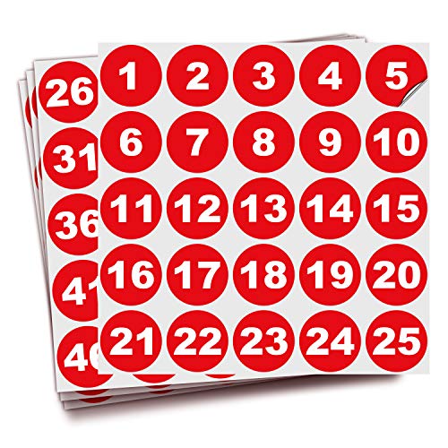 iSYFIX Red Consecutive Number Stickers, 1 to 100, 1.5 Inch, 1 Set - color: Red, size: 1.5-inch