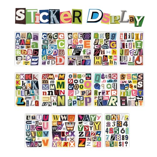 Retro Alphabet Letter Stickers Book for Scrapbooking | Large mixed-font alphabet stickers, peel-ready sheets for scrapbooks, junk journals, cards and DIY collage - color: Yellow