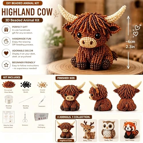 KreqiuCre 3D Beaded Animal DIY Kit for Adults, Cute Mini Bead Craft Set for Handicraft Enthusiast, Jewelry Making Kits with Beads, Scissors, Tweezers, and Instruction(Pond Friends)
