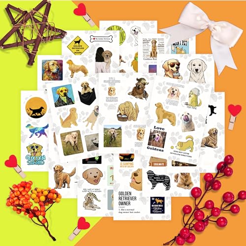 100Pcs Golden Retriever Stickers for Water Bottle and Laptop - Golden Retriever Party Favors & Decorations, Waterproof Vinyl Decals, Cute Dog and Pet Stickers, Gifts for Women & Men - color: Retriever Stickers