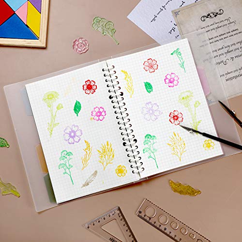 Outus 9 Pcs Flower Clear Stamps Set with 2 Acrylic Blocks, Transparent