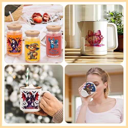 UV DTF Cup Wraps for 16 oz, 20 Sheets Halloween Uvdtf Cup Wraps for Tumblers, Glass Cups, Rub on Transfers for Crafts, UV DTF Stickers, Cold Transfer Stickers, Vinyl Decals for Mugs Coffee - style: Halloween-01