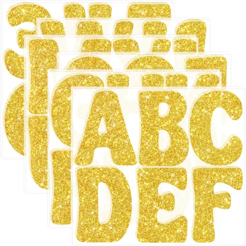 Bulletin Board Letters 74 PCS Glitter Gold Letter Stickers Large 5 Inch - color: Gold, size: 5 Inch